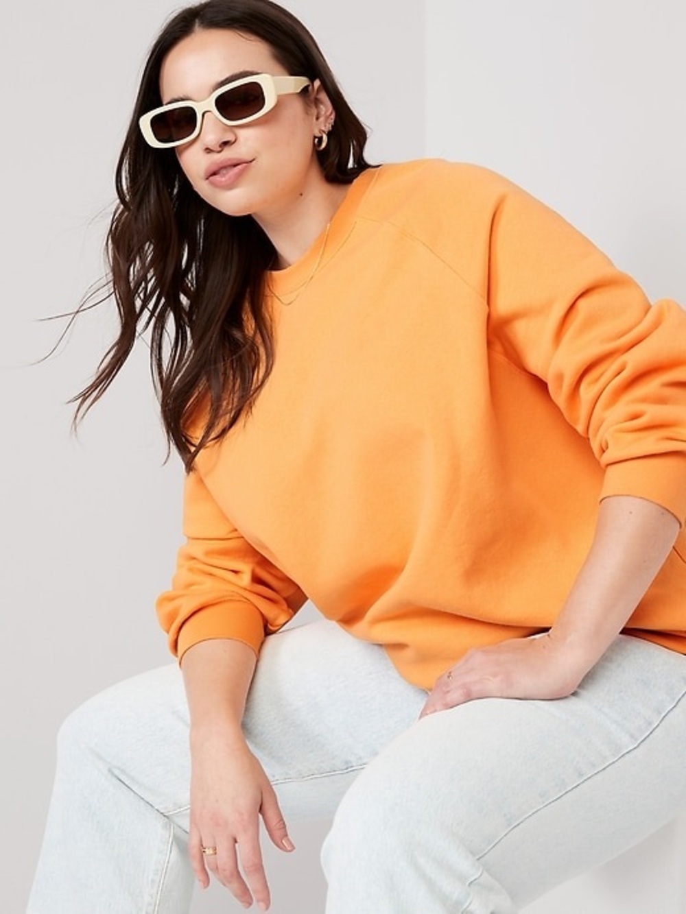 Old Navy Oversized Vintage Tunic Sweatshirt Orange Mango Sorbet Size Medium - Picture 1 of 5